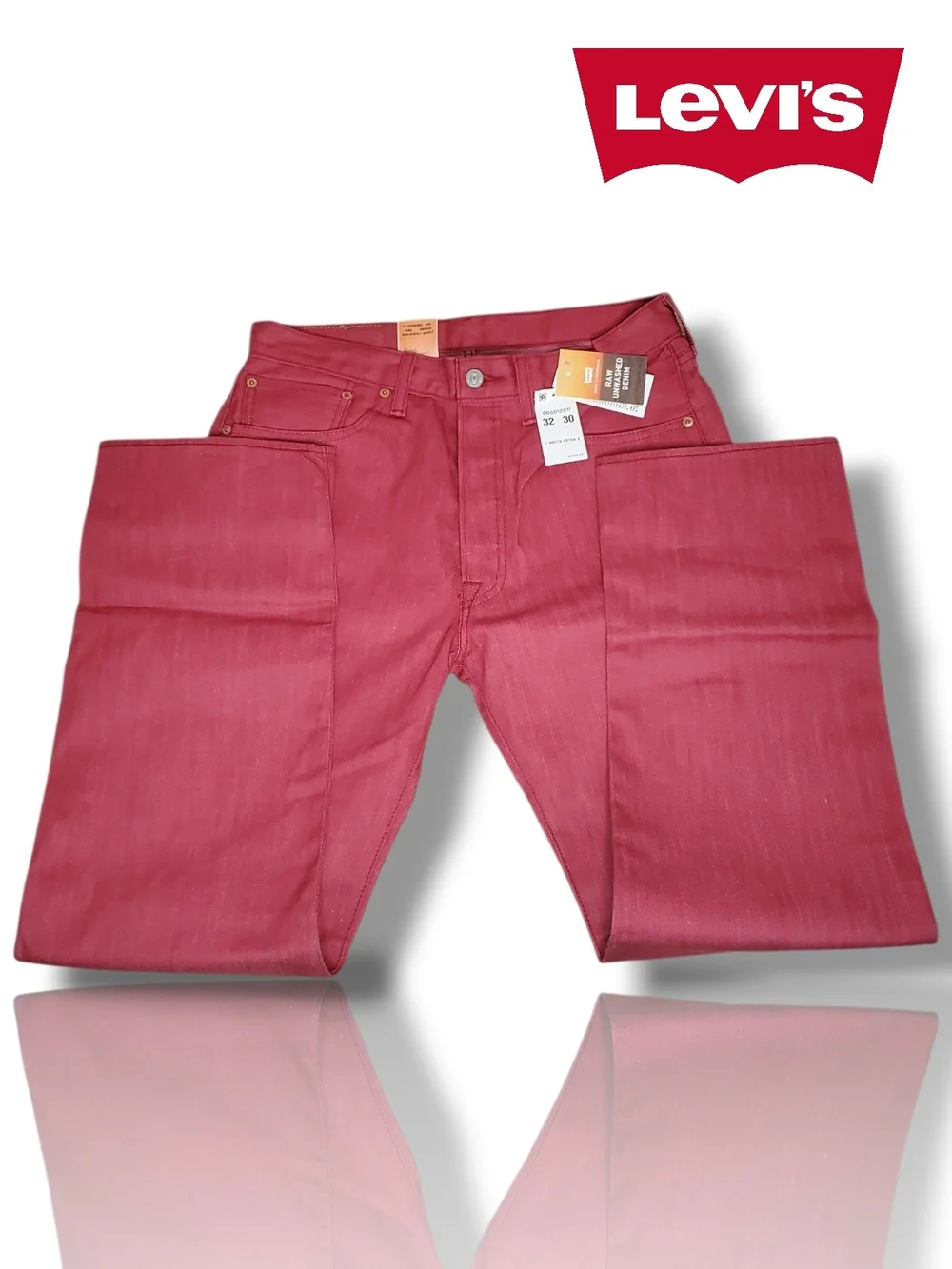 NWT Levi's 501 Men's Red New Straight-Leg Jeans Size 32x30 Shrink-to-Fit